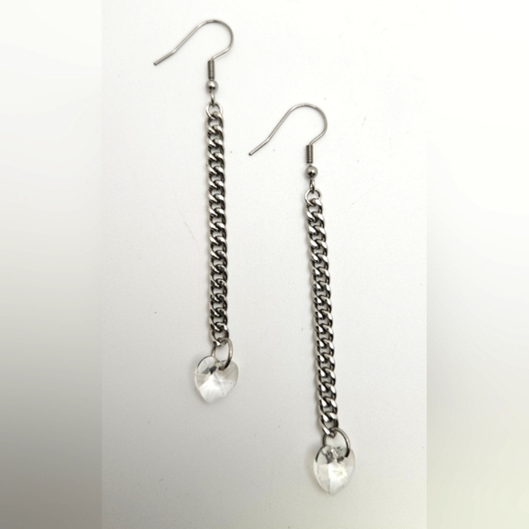 🟢3/$19🟢 Heart Chain Dangle Earrings Valentines Love Jewelry Minimalist - Picture 4 of 5